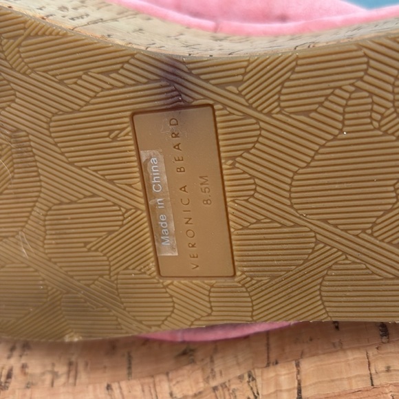 EUC Veronica Beard Gabby Platform Wedge Thong Sandal Womens Size 8.5 Pink Suede - Picture 7 of 9